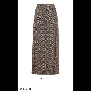 GANNI Checked crepe midi skirt size 42 US 10